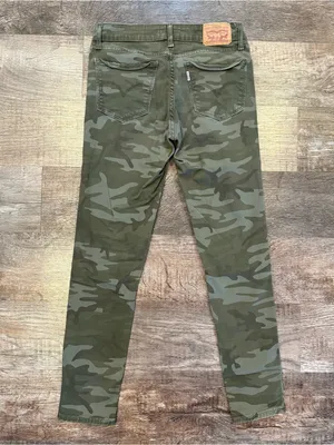 Levi 711 Green Camo Skinny Jeans Mid Rise 26 Waist Ankle Length Army Miltary thumbnail 4