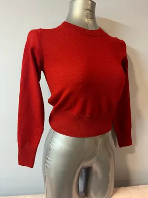 Título: Red Cropped Knit Sweater Crewneck Long Sleeve Size S thumbnail 5