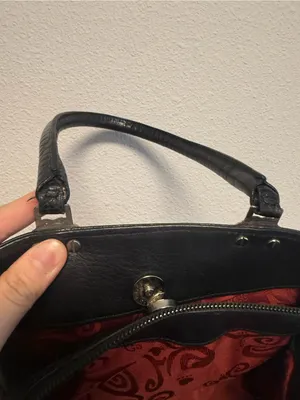 Vintage Brighton Chantilly Black Leather Croc Satchel Bag Filigree Heart thumbnail 11