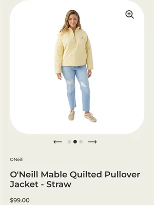 O'Neill Quilted Quarter Zip Pullover Jacket Butter Yellow Mock Neck XL thumbnail 7
