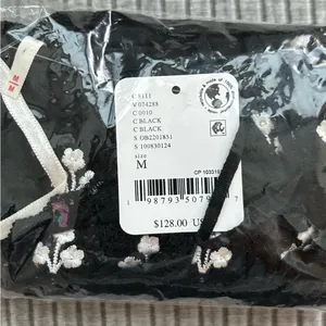 NWT free people Tailia embroidered tube top black ivory flowers sz medium thumbnail 4