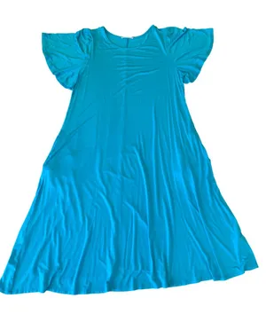 Women's Reborn J Blue Flutter Sleeve Dress Size L thumbnail 1