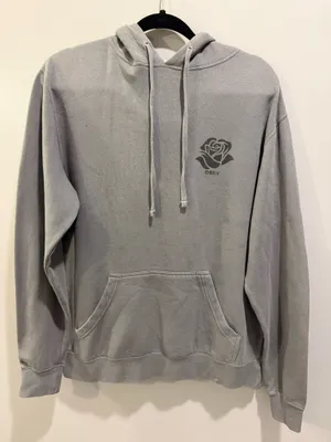 Obey Day Of The Dead Skull Detail Camden Hoodie Dusty Charcoal Grey thumbnail 3
