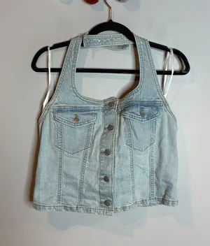 Universal Threads denim halter corset top thumbnail 1