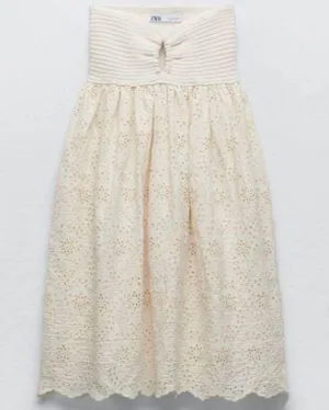 ZARA NWOT White Strapless Dress thumbnail 5