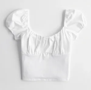 Crop Puff Hollister White Sleeve Top thumbnail 1
