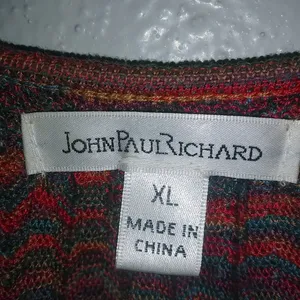 John Paul Richard XL Knit Capped Sleeve Flame Stitch Red Top thumbnail 7