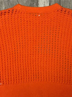 Old Navy Orange Open Stitch Cropped Sweater XS Fall Halloween Cotton thumbnail 5