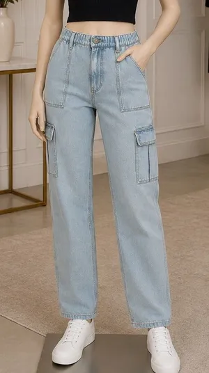 BDG Womens Cargo Jeans Light Wash Skate Utility Denim 26W 32L thumbnail 1