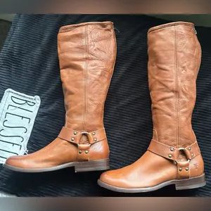 Frye Melissa Button Inside Zip Leather Boot COGNAC/BROWN Color NEW thumbnail 12