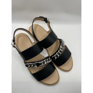 Coach Black Leather Heather LTR Chain Sandals 7.5B Strappy Silver Hardware thumbnail 2