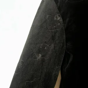 Hello Kitty Velour Zip Up Hoodie S/M Black Embossed Velvet Jacket thumbnail 2