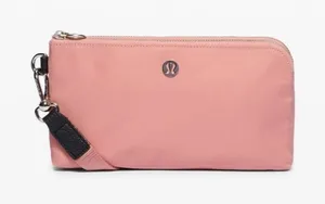 Lululemon Now and Always Pouch Salmon Pink Silver Hardware Removable Wrist Strap thumbnail 1