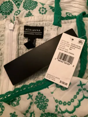 Adrianna Papell White Green Size 6 Cotton Eyelet Ruffle Midi Dress Party Picnic thumbnail 15