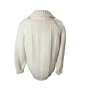 Bonner of Ireland Handloomed 100% Wool Aran Cable Knit Cardigan Cream XL thumbnail 4