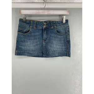J. Galt Womens Denim Mini Skirt Blue Low Rise Double Button Small thumbnail 2