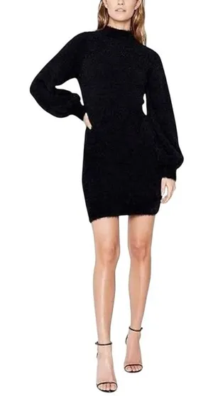 Bardot Black Fuzzy Sweater Dress Size Small thumbnail 1