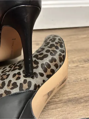 Adrienne Vittadini| Real Calf Fur Leopard Print Pointed Ankle Bootie sz 8 thumbnail 8