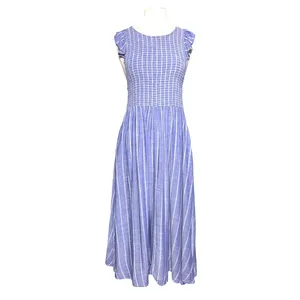 FREE PEOPLE Boho Coastal Striped Lightweight Chambray Midi Dress thumbnail 3