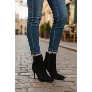 Scoop Womens Size 8 Black Suede Stiletto Zip‎ Ankle Booties thumbnail 3