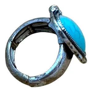 Turquoise Stone Stretch Ring Silver thumbnail 9
