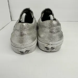 Vans Unisex size 7.5 Womens 6 Mens Metallic Silver Slip On Skate Sneaker Shoe thumbnail 9