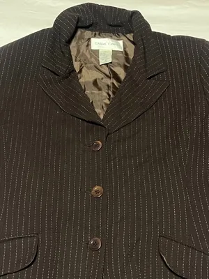 Vintage Wool Casual Corner Brown Pinstripe Wool Blend Blazer SZ 10 Office Siren thumbnail 2