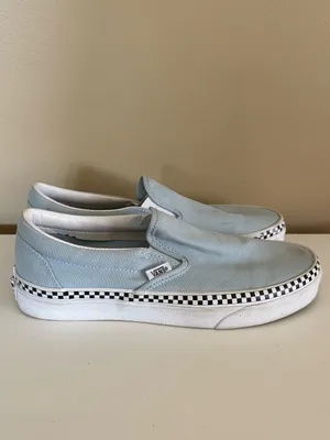 Vans Classic Slip-On Cool Blue Check Foxing Sneakers Size 8.5 thumbnail 4
