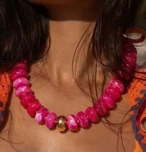 SheIn 1pc Women's Oversized Bead Decor Oval Bead Bohemian Style Necklace thumbnail 2