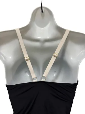 SUMMERSALT Black Tankini Top Sz S/4 Strappy Cream Back Padded Cups Stretch thumbnail 4