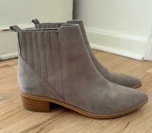 Marc Fisher Taupe Suede Ankle Booties thumbnail 1