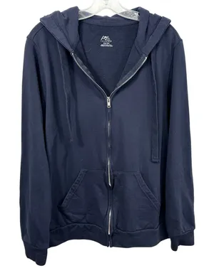 Avenue Plus Size 22/24 Hoodie Full Zip Up Jacket Athleisure Navy Blue Terry D thumbnail 1