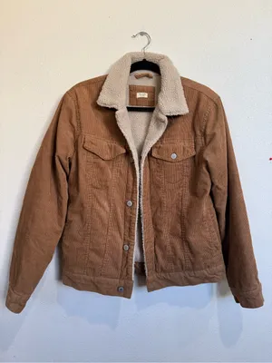 John Galt Corduroy Sherpa Trucker Jacket Western Y2K Brown NWOT thumbnail 2