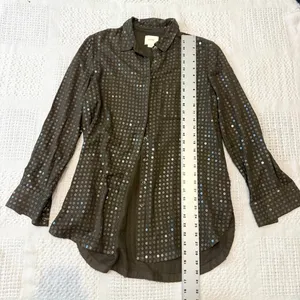 Anthropologie Maeve small Arwa sequin button up shirt blouse TLS2 2764 thumbnail 4
