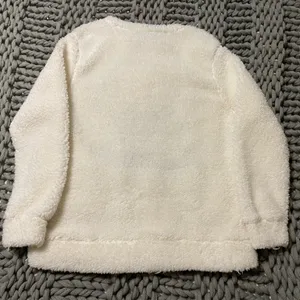 Kristin Nicole White Christmas Pugs & Kisses Sherpa sweater women size Medium thumbnail 3