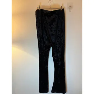 Bear Dance Black Crushed Velvet Wide‎ Leg Pants High Waisted Trousers Large thumbnail 4