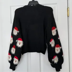 Christmas sweater black crop knit stretch size Small holiday thumbnail 5