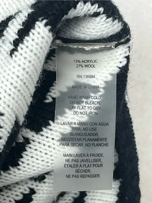 SIONI Black White Houndstooth Knit Wool Blend Cardigan Sweater Jacket Medium thumbnail 7