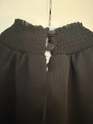 1.STATE Small Black Ruffle Tiered Mini Dress Smocked Waist Sleeveless thumbnail 5