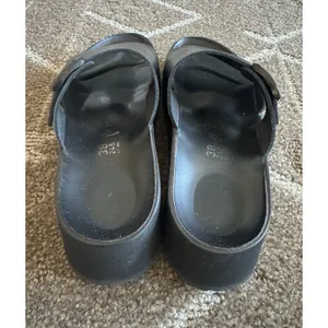 Papillio Birkenstocks Almina Black Leather Wedge Sandals Contoured Footbed 7 38 thumbnail 7