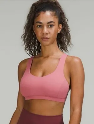 lululemon Free to be Serene Bra Sz 10 Rose Color Outdoor Casual Gym Gorpcore thumbnail 1