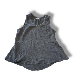 Faherty Women's Gray Gauze V-Neck Sleeveless Tunic Top Size S Organic‎ Cotton thumbnail 2