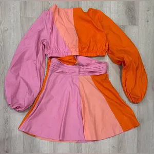 STAUD Women’s Gulf A-Line Cutout Dress in Orange & Pink Size 10 thumbnail 6