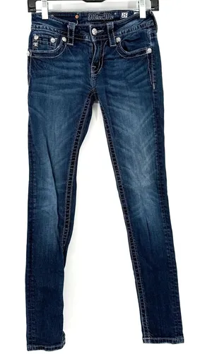 Miss Me Size 25 x 31 Blue‎ Jeans Denim Pants Signature Skinny Style Embellished thumbnail 1