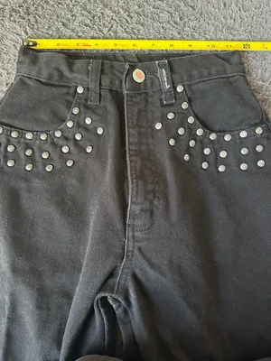 Vintage Rocky Mountain Jeans (Rockies) Black Studded High Rise 23x36 Long thumbnail 5