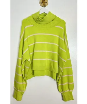 FREE PEOPLE Paulie Sweater in Lemonade Combo Size Medium thumbnail 4