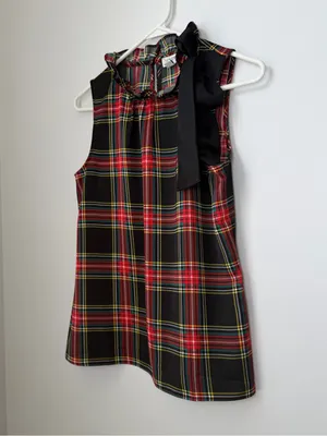 J. Crew Tartan Bow Neck Tank with Ruffles Plaid Tank Top Size XXS thumbnail 2