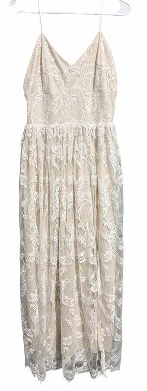 Baltic Born‎ Cozette Lace Gown White Nude Maxi Wedding Romantic Women's Size L thumbnail 1