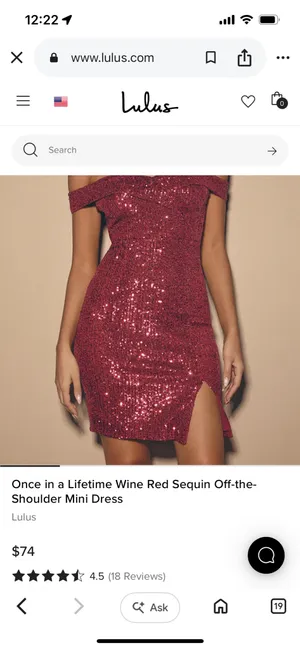 New Lulus Once in a Lifetime Wine Red Sequin Off-Shoulder Mini Dress MSRP $74 thumbnail 9