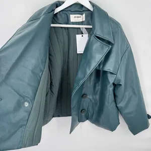 4th & Reckless PU double‎ breasted Victoria jacket in teal XL thumbnail 7